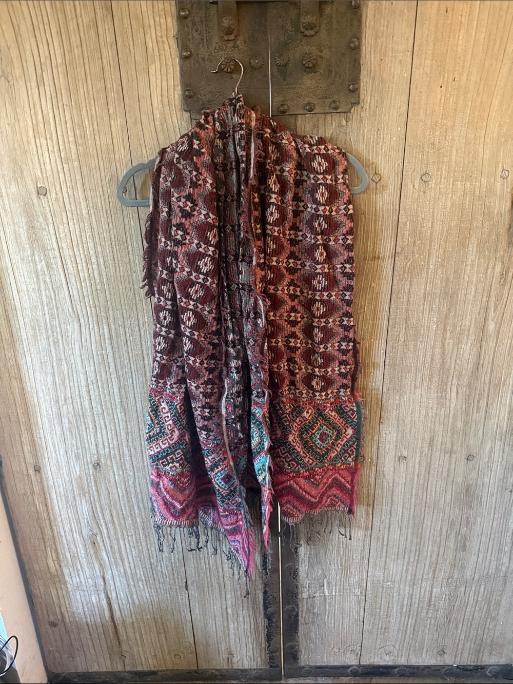 Bohemian Red Patterned Woven Throw Scarf